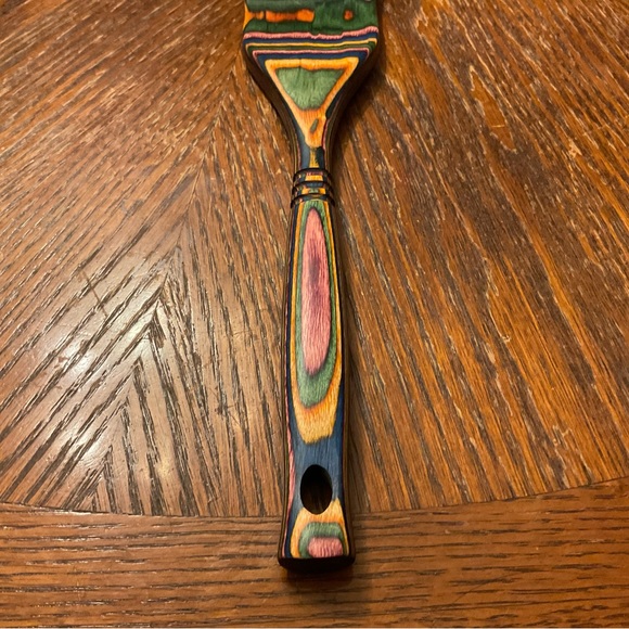 Beautiful Colorful Carved Heavy Wooden Kitchen Spatula! - Picture 7 of 16